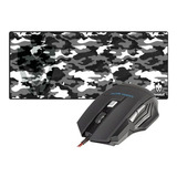 Kit Mouse Gamer Predator + Mouse Pad Grande Camuflado Eg 402 Cor Preto