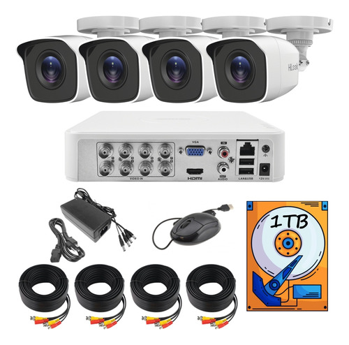 Kit 4 Cámaras / 8 Canales Hikvision Hd 1080  Disco Duro 1 Tb