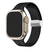 Pulseira Silicone Fech Magnetico Prata Para Apple Watch 45mm