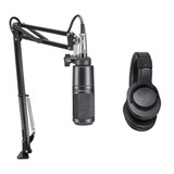 Kit Microfono Auricular Soporte Audio Technica At2020pk