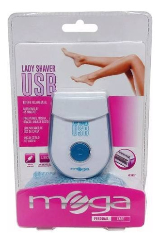 Depilador Elétrico Sem Fio Mega Lady Shaver Usb At3477 Cor Azul