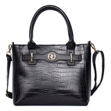 Bolsa Feminina Rafitthy Tote Média Croco Logo Preto