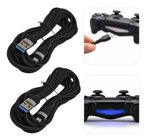 2 Cabo 3m Carregar Controle Para Ps4 Com Filtro Envio Rápido