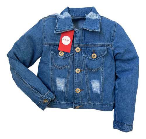 Casaco Feminino Infantil Jaqueta Jeans Menina Rasgada 8 A 16