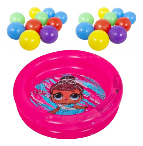 Pileta Inflable Infantil + Pelotas Pelotero 2 Anillos Lol