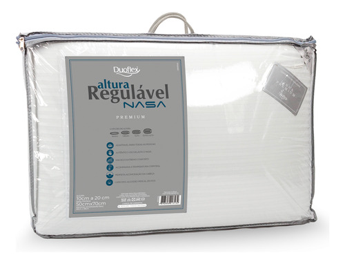 Travesseiro Nasa Altura Regulável Premium Da Duoflex 50x70cm