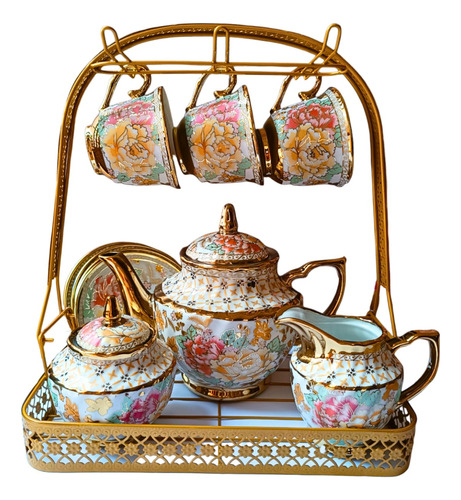 Juego De Té De Porcelana Fina Set De 16 Piezas Grande 1 L