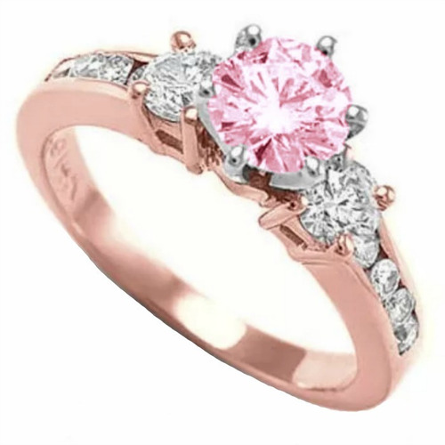 Anillos Compromiso Oro Rosa 14kt Zafiro Rosa Corindon Marloz