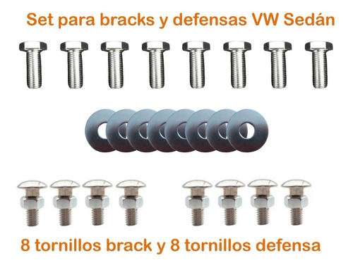 Bracks Vocho Set Tornillos  8 Gota Cromo Y 8 Hexagonal Brack