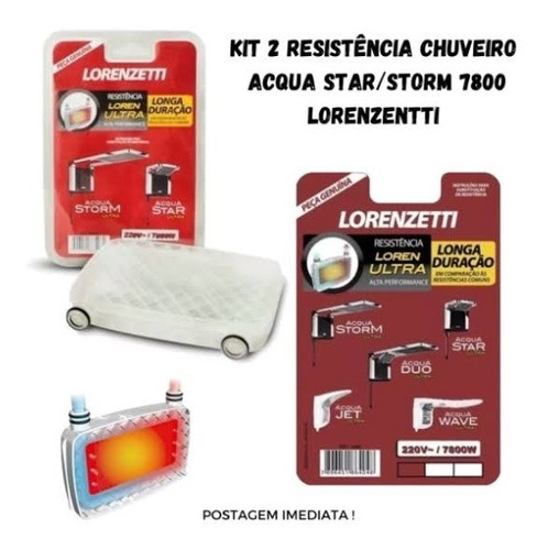 2 Resistências Lorenzetti Loren Ultra Acqua Storm 7800w 220v