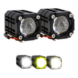 Par Faro Cuadrado Mini Proyector Led Lupa Bicolor Auto Moto