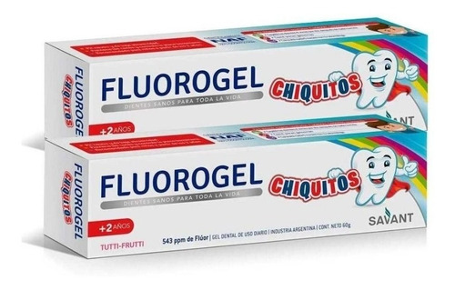 Fluorogel Chiquitos Tutti Frutti Gel Dental C/fluor 60g X2u.