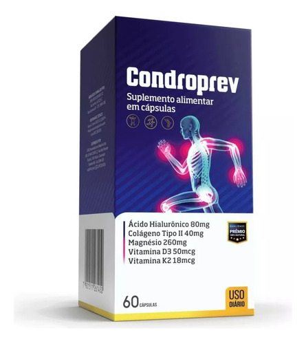 Condroprev 500mg  30caps Colageno Tipo Ii Vit D3+vit K2+mag Sabor Sem Sabor