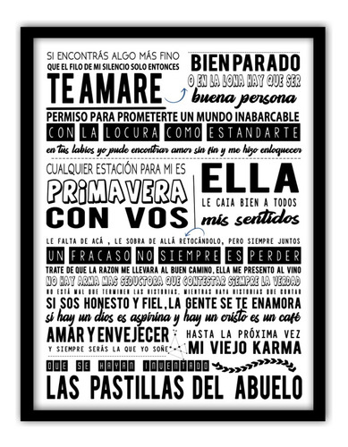 Cuadro Las Pastillas Del Abuelo Frases  30x40 