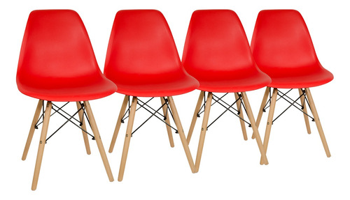 Sillas X 4 Comedor Plástico Patas Madera Diseño Eames Ct