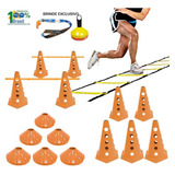 Kit Treinamento Funcional Escada 10 Cones 10 Chapeu Laranja