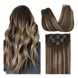 Extensiones Cabello Humano Chocolate A Rubio Miel 120g 16in