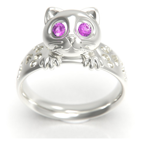 Anillo Gato Plata Genuina 925 Para Dama Cristales Swarovskis