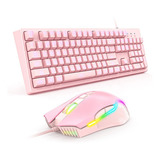 Combo Teclado Gamer + Mouse 7 Botones Onikuma Gamer Rgb Pink