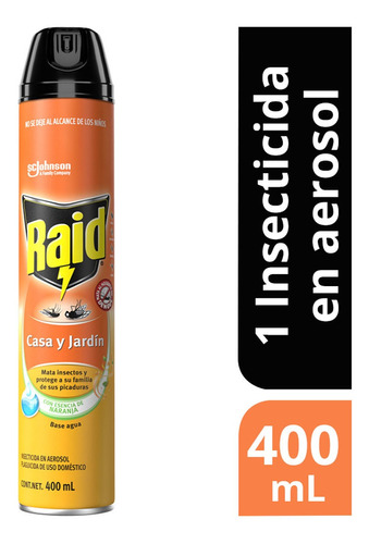 Insecticida En Aerosol Raid Casa Y Jardín Naranja 400ml