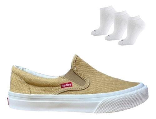 Tênis Redley Slip On Canal Off + Redley + 3 Pares De Meias