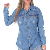 Jaqueta Jeans Feminina Max Longa Destroyer