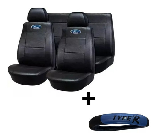 Funda Asiento Para Ford Ka Y Cubre Volante Refelctivo Azul