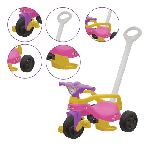 Triciclo Motoquinha Infantil Tico-tico Velotrol C Empurrador