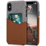 Funda Para iPhone XS Max Café De Piel Y Tela-02