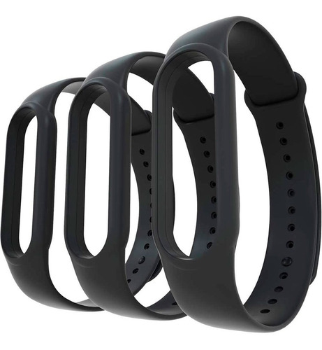 Kit 3 Pulseira Preta Silicone Compatível Xiaomi Mi Band 5 6