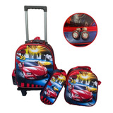 Kit Mochila Lançamento Infantil Menino Carros 3d Rodinhas