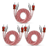 Kit 3 Cabos Rca 1 Metro Banhado A Ouro 1m 5mm Vermelho Prata