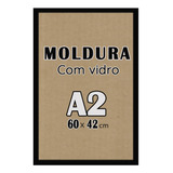 Kit 4 Molduras Quadros A2 Com Vidro Moldura Laqueada