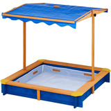 Caja De Arena Al Aire Libre De Madera W Niños Dosel Co...