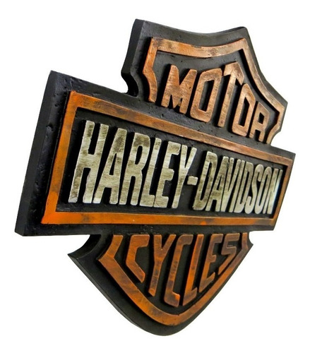 Placa Decorativa Emblema Harley Davidson Resina Relevo Retro