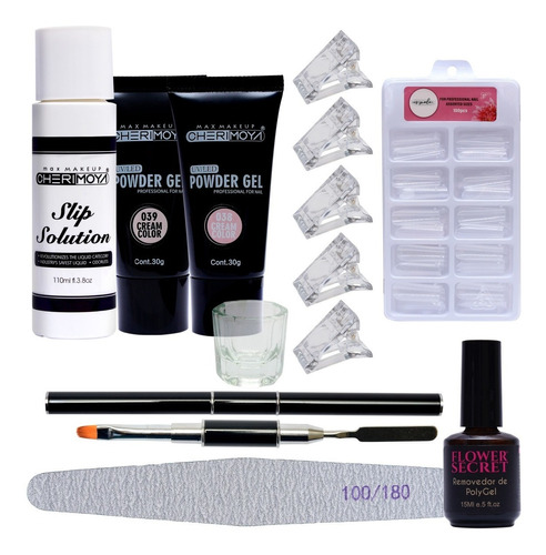 Kit De Polygel Cherimoya + Removedor + Moldes Dual