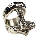 Anillo Mjölnir Martillo Vikingo Runas Acero Inoxidable