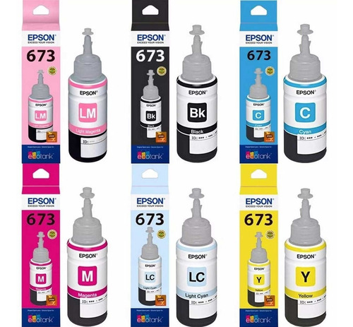 Kit De Tintas Originales Epson Ecotank 673 6 Colores 70ml