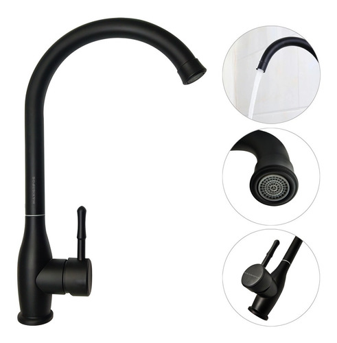 Llave Grifo Negro Para Lavaplatos Agua Fría Y Caliente