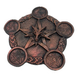 Porta Velas E Incensário Pentagrama Baphomet 18cm Wiccaa Bz