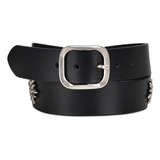Cinturón Casual Cuadra Dama Piel Genuina Negro Diseño De La Tela Liso Talla 39.0
