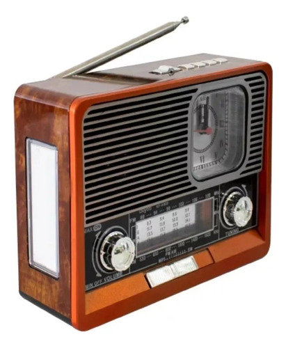 Radio Am Fm Vintage Recargable Bluetooth Con Lámpara Y Reloj