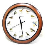 Relógio De Parede Decorativo Canto Dos Pássaros 12 Cantos Cor Da Estrutura Marrom Cor Do Fundo Branco