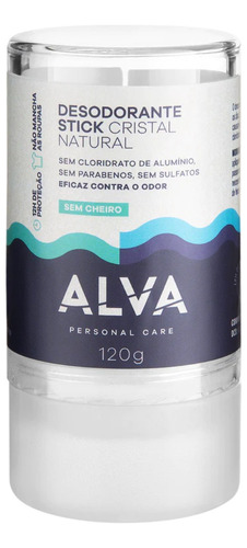 Desodorante Alva Cristal Sem Alumínio 120g 100% Natural     