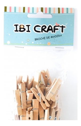 Mini Broches De Madera Natural 35 Mm Bolsa X 50pcs Ibi Craft