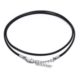 Kxj Collar De Cadena De Cordón De Cuero Negro Italiano Genui