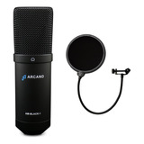 Sj Mic Arcano P/ Estúdio Black Usb 01 + Pop Filter Amf1