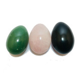 3 Ovos Yoni Egg Quartzo Obsidiana S/ Furo Pedra Natural