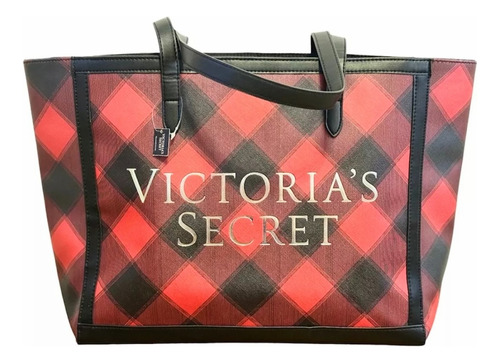 Bolsa Victoria's Secret Xadrez Preta Com Vermelho