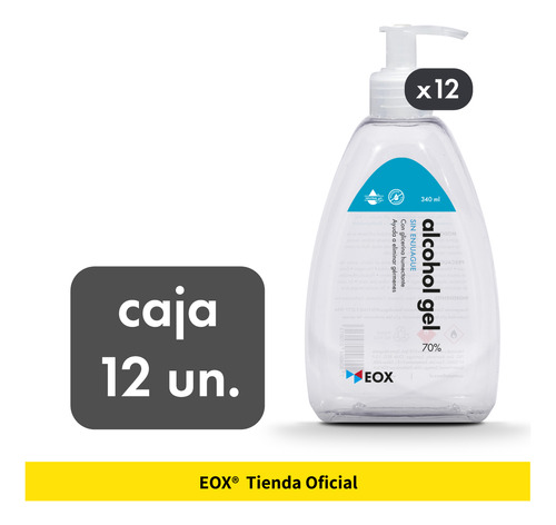 Caja 12 Un. Alcohol Gel 70% Valvulado C/ Isp Eox 340 Ml